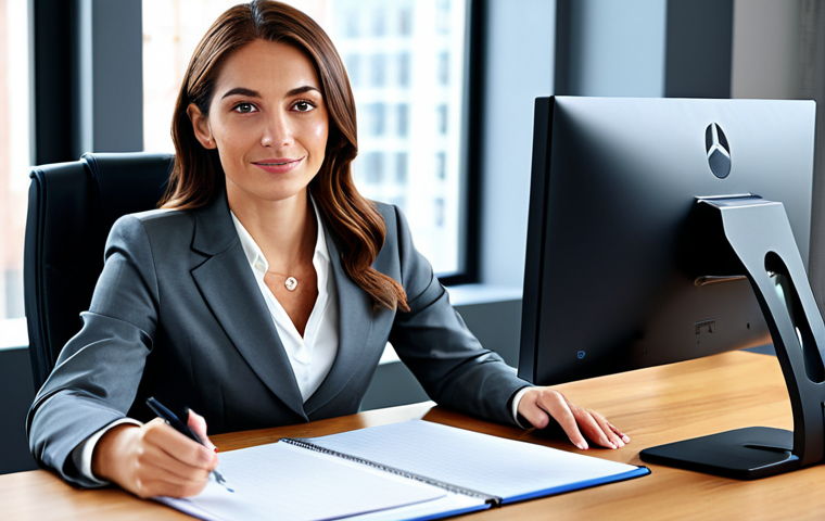 **

Professional businesswoman in a modest business suit, sitting at a desk in a modern office, fully clothed, appropriate attire, safe for work, perfect anatomy, natural proportions, professional photography, high quality, family-friendly.

**