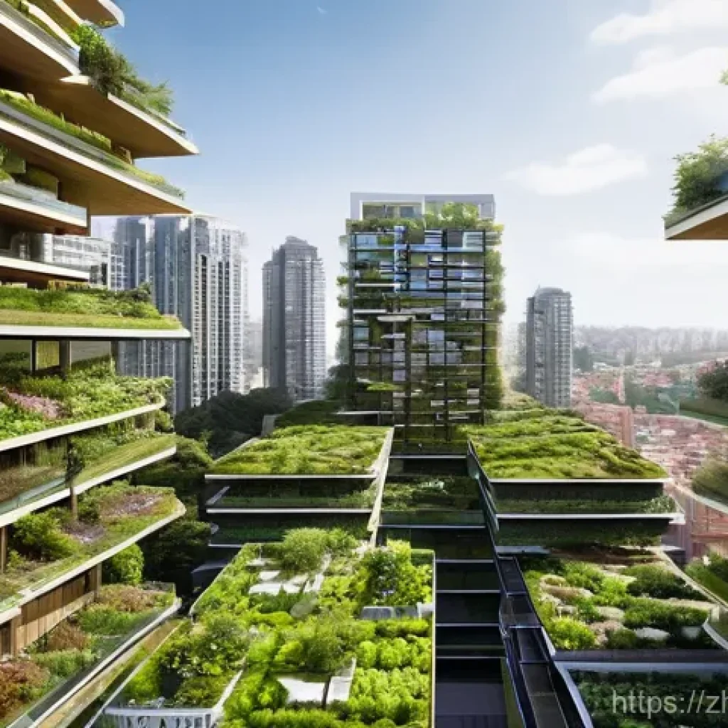 친환경 건축과 미래 건축 전망 - **Prompt Title: Urban Oasis: The Breathing Vertical Forest Community**
A wide, eye-level shot of...