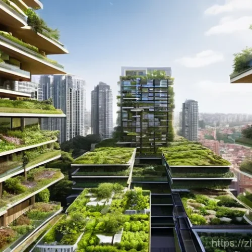 친환경 건축과 미래 건축 전망 - **Prompt Title: Urban Oasis: The Breathing Vertical Forest Community**
    A wide, eye-level shot of...